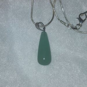 Boho hippie Natural Jade Sterling Silver 16” Necklace